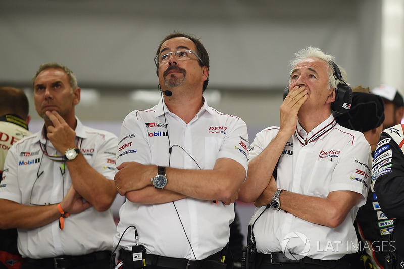 Rob Leupen, Team Manager, Toyota Gazoo Racing, reacts to the #9 retirement with Hugues de Chaunac