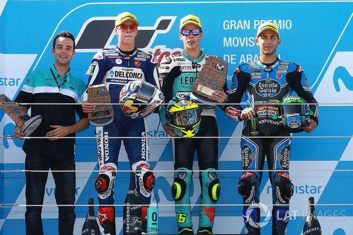 Podium: ganador, Joan Mir, Leopard Racing, segundo, Fabio Di Giannantonio, Del Conca Gresini Racing 
