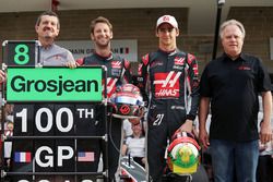 Guenther Steiner, Haas F1 director del equipo,  Romain Grosjean, Haas F1 Team; Esteban Gutiérrez, Ha