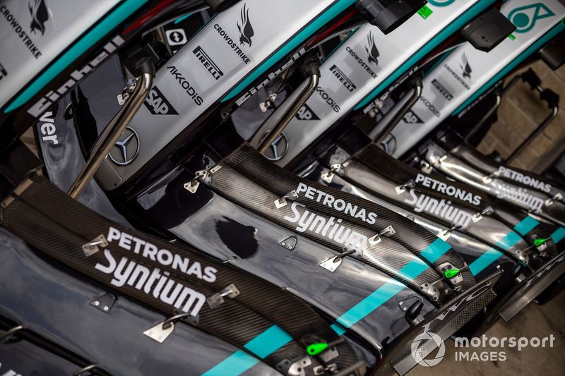 Front wing details of the Mercedes F1 W15 