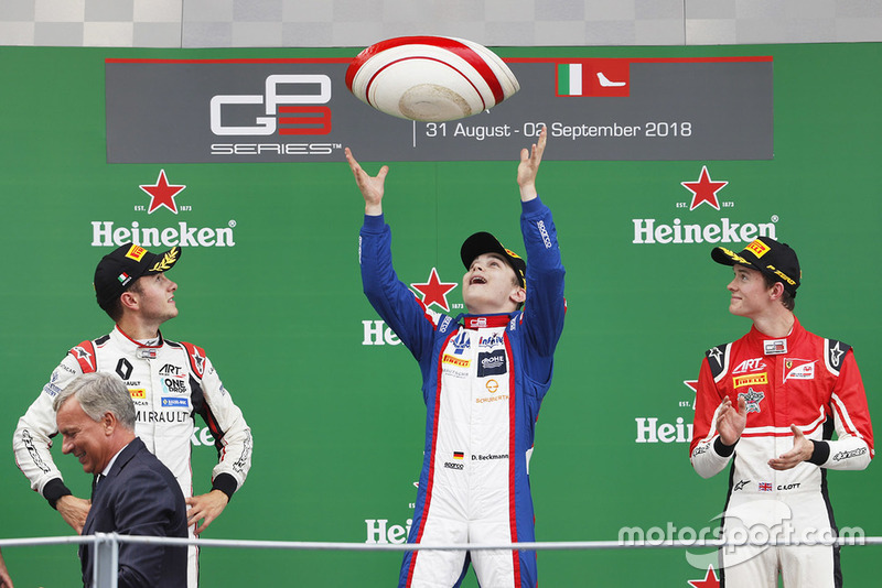 Podio: David Beckmann, Trident, Anthoine Hubert, ART Grand Prix, Callum Ilott, ART Grand Prix