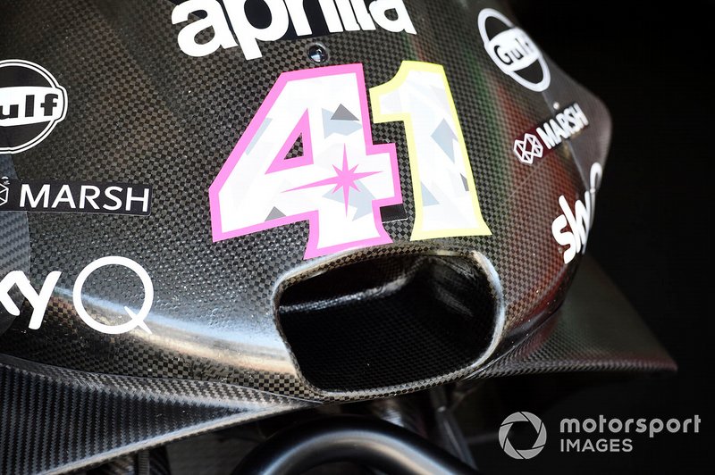 Dettaglio della moto dell'Aprilia Racing Team Gresini