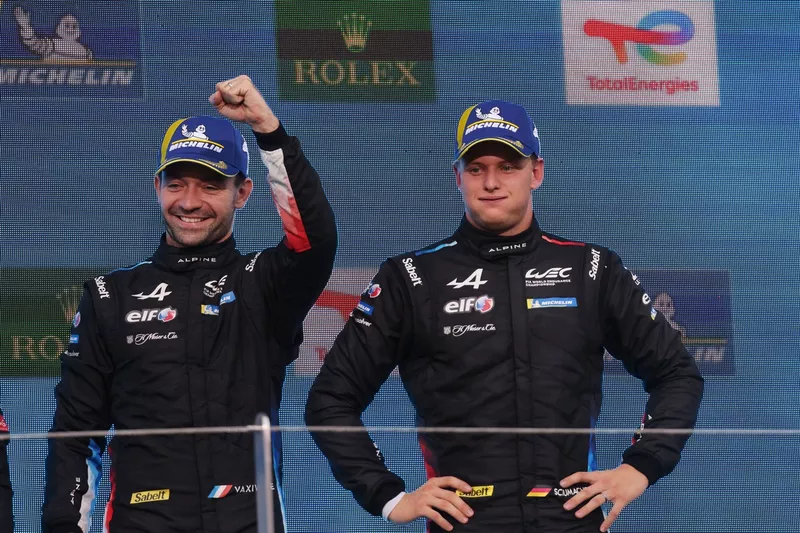 Podium: third place #36 Alpine Endurance Team Alpine A424: Mick Schumacher, Matthieu Vaxiviere