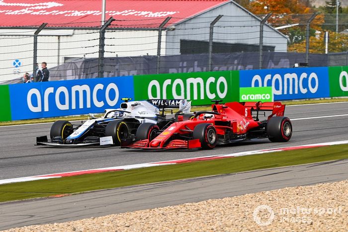 Nicholas Latifi, Williams FW43, Sebastian Vettel, Ferrari SF1000