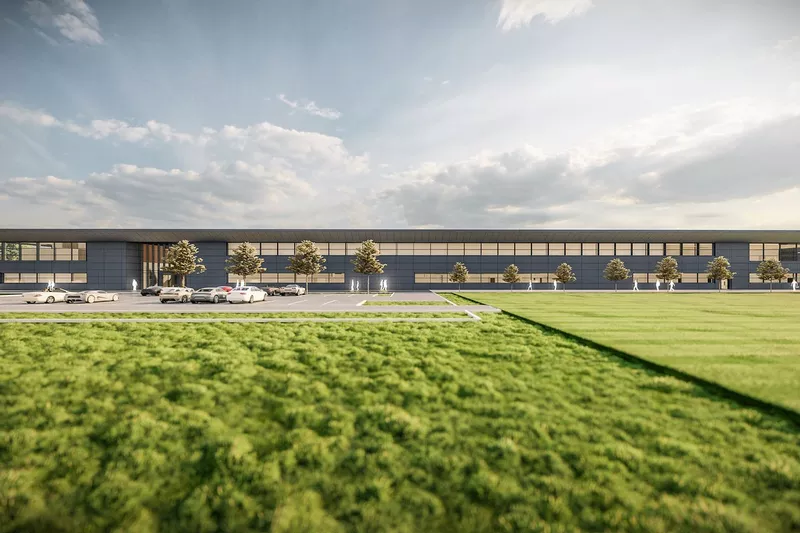 Render de la fábrica de Aston Martin en Silverstone