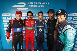 Maro Engel, Venturi, Lucas di Grassi, ABT Schaeffler Audi Sport,Sébastien Buemi, Renault e.Dams, Jean-Eric Vergne, Techeetah, et Nelson Piquet Jr., NEXTEV TCR Formula E Team, après les qualifications
