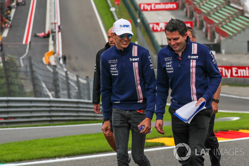 Esteban Ocon, Sahara Force India F1 walks the track