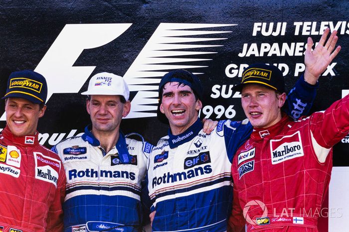 1996: 1. Damon Hill, 2. Michael Schumacher, 3. Mika Hakkinen