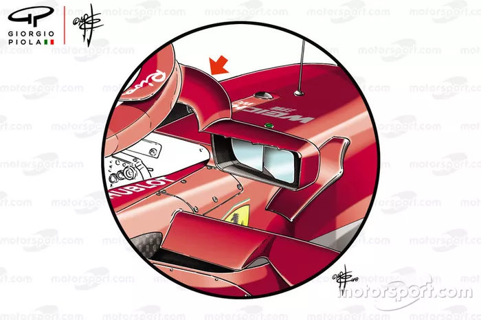 Rétroviseurs de la Ferrari SF71H, GP de Monaco