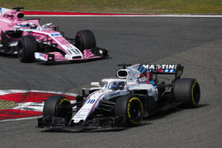 Lance Stroll, Williams FW41 Mercedes, leads Sergio Perez, Force India VJM11 Mercedes