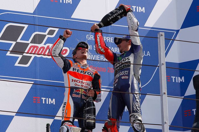 Ganador, Dani Pedrosa, Repsol Honda Team, tercero Jorge Lorenzo, Yamaha Factory Racing