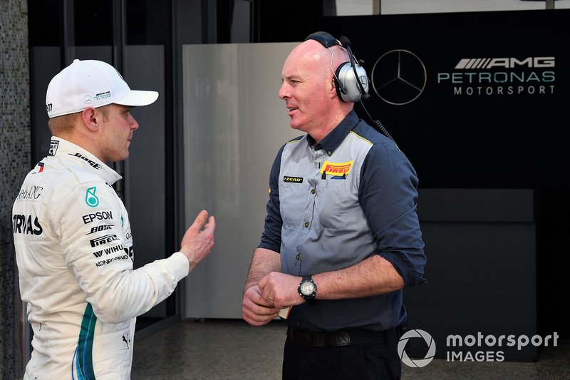 Valtteri Bottas, Mercedes AMG F1 and Pirelli engineer