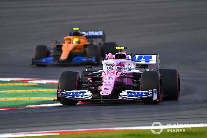 Lance Stroll, Racing Point RP20, Lando Norris, McLaren MCL35