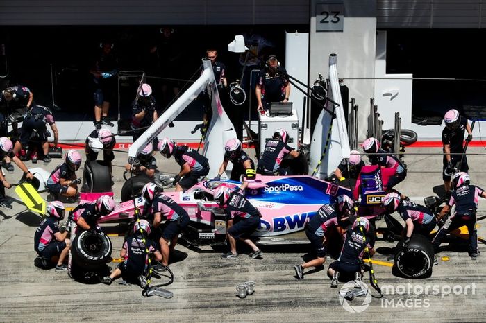 Lance Stroll, Racing Point RP19, pit stop