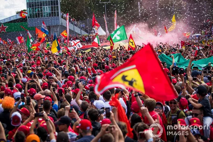 Fans celebrate a home win for Ferrari