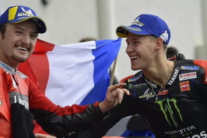 Ganador de la carrera Jack Miller, Ducati, tercer puesto Fabio Quartararo, Yamaha Factory Racing