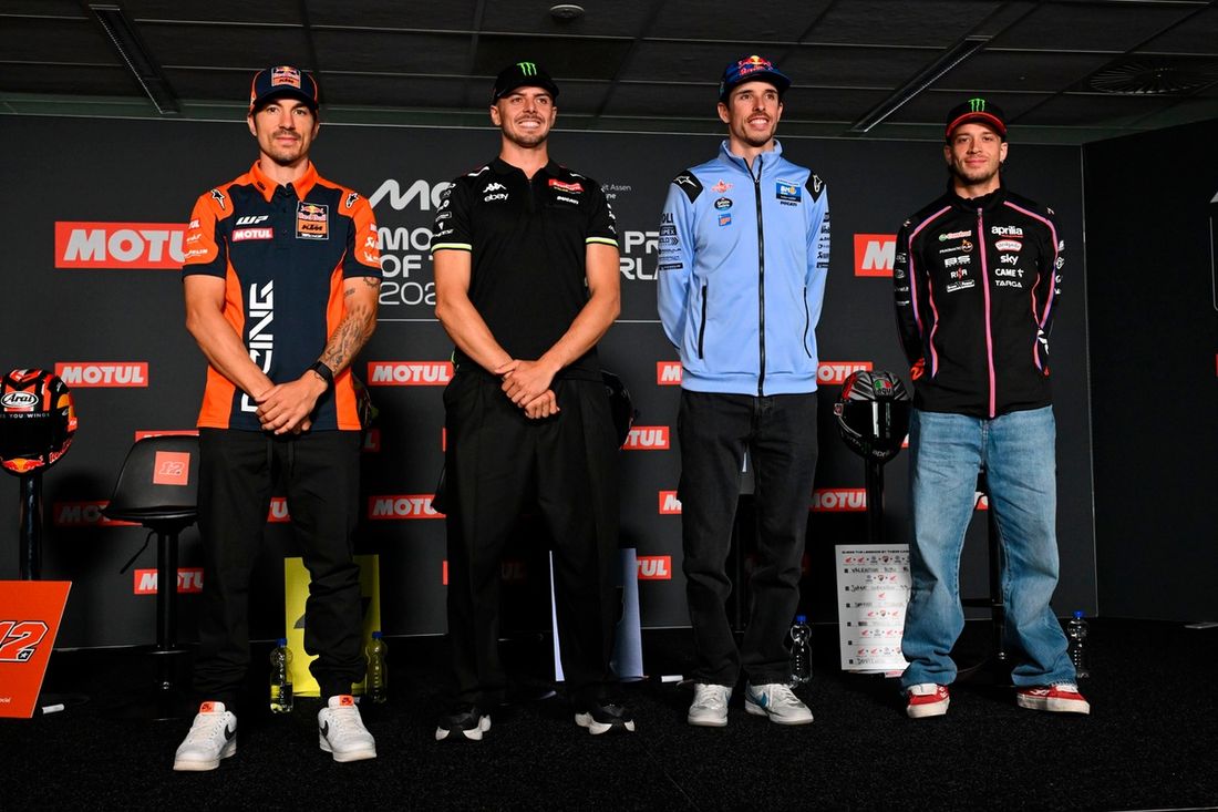 Maverick Viñales, Red Bull KTM Tech 3, Fabio Di Giannantonio, VR46 Racing Team, Alex Márquez, Gresini Racing, Marco Bezzecchi, Aprilia Racing