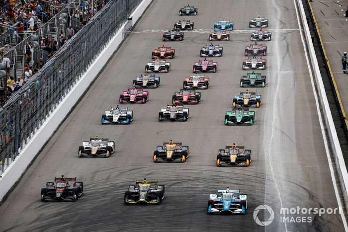 Christian Lundgaard, Rahal Letterman Lanigan Racing Honda, Colton Herta, Andretti Autosport c/ Curb-Agajanian Honda, Scott McLaughlin, Team Penske Chevrolet, Rinus VeeKay, Ed Carpenter Racing Chevrolet, Patricio O'Ward, Arrow McLaren Chevrolet, Felix Rose