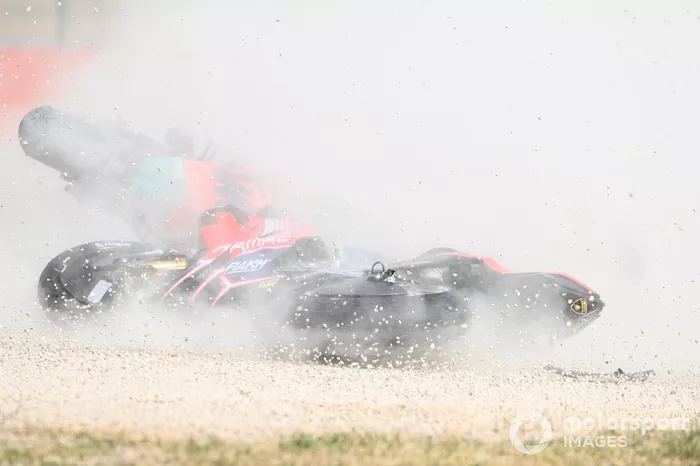 Caída de Jack Miller, Pramac Racing y Brad Binder, Red Bull KTM Factory Racing 