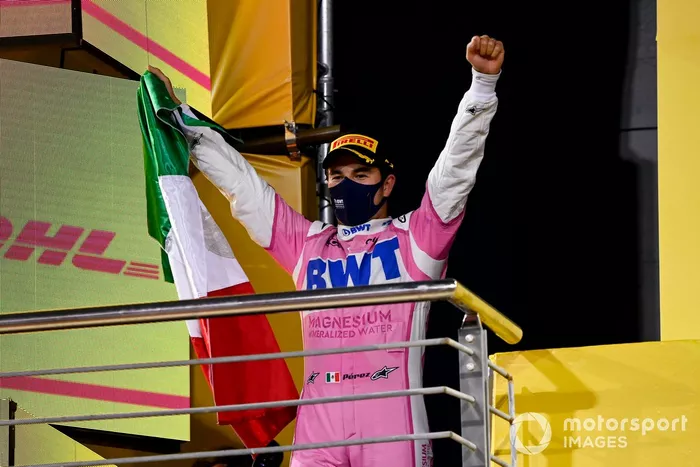 Podio: ganador de la carrera Sergio Pérez, Racing Point