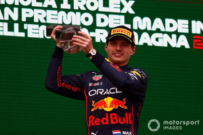 Podio: ganador Max Verstappen, Red Bull Racing