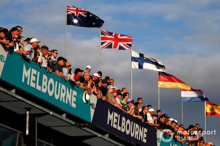Fans watch from a balcony