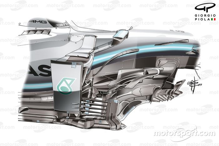 Mercedes AMG F1 W10: Bargeboard usado no GP do Japão