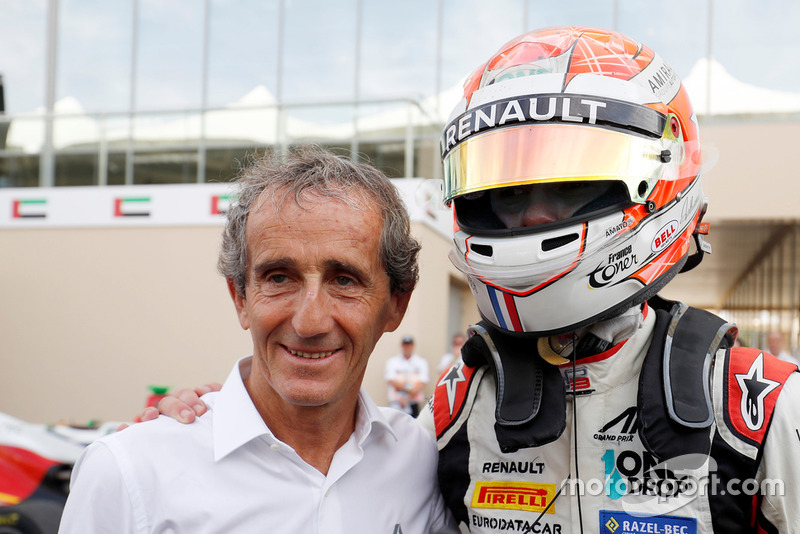 Anthoine Hubert, ART Grand Prix, festeggia con Alain Prost, dopo aver vinto il campionato