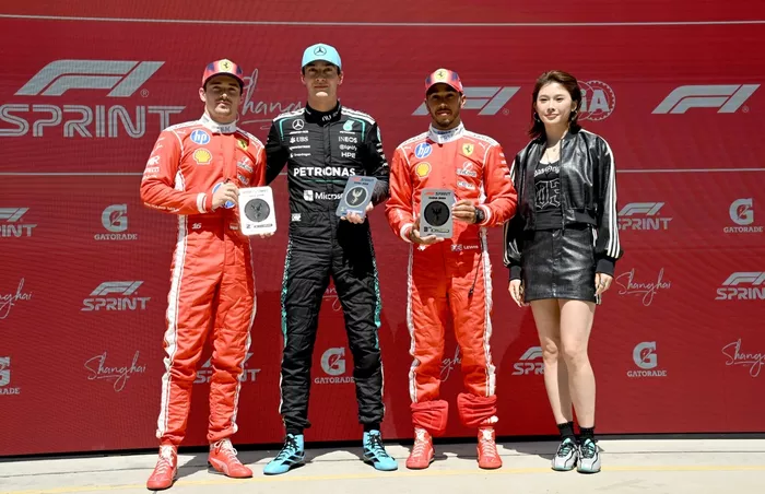 Charles Leclerc, Ferrari, Lewis Hamilton, Ferrari, George Russell, Mercedes