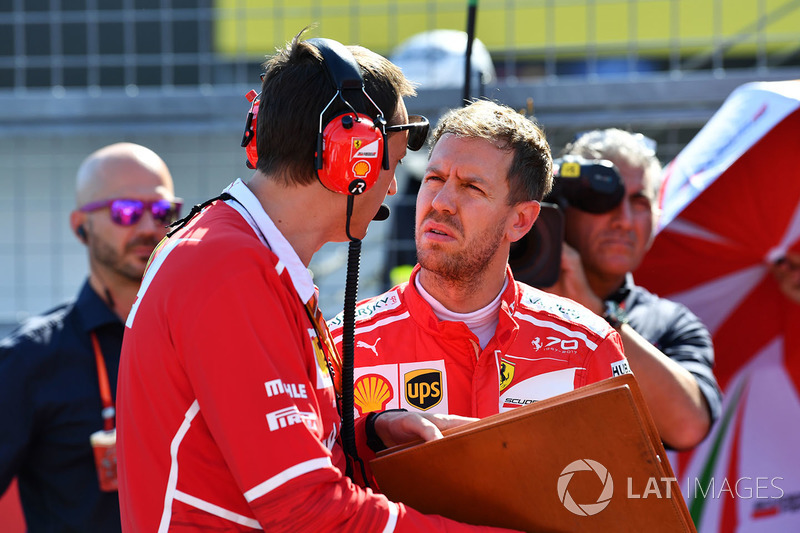 Sebastian Vettel, Ferrari and Riccardo Adami, Ferrari Race Engineer