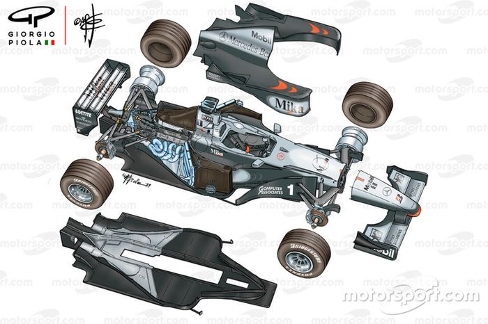 Vista detalla del McLaren MP4-14 1999
