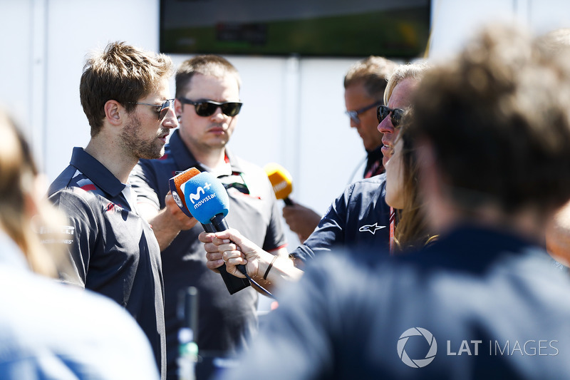 Romain Grosjean, Haas F1 Team, is interviewed