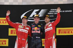 Podium: race winner Max Verstappen, Red Bull Racing, second place Kimi Raikkonen, Ferrari, third place Sebastian Vettel, Ferrari