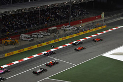 Sebastian Vettel, Ferrari SF71H leads at the start of the race