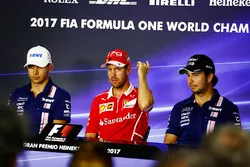 Press conference: Esteban Ocon, Force India, Sebastian Vettel, Ferrari, Sergio Perez, Force India