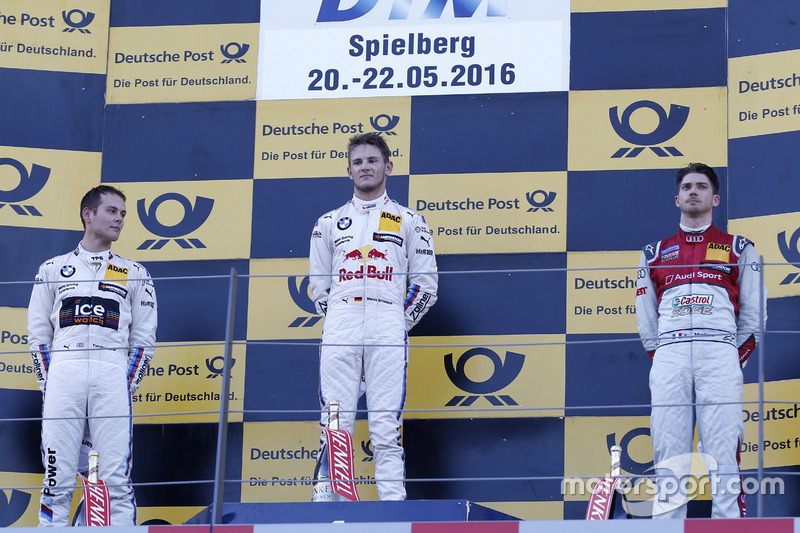 Podium: second place Tom Blomqvist, BMW Team RBM, BMW M4 DTM; Winner Marco Wittmann, BMW Team RMG, BMW M4 DTM; third place Edoardo Mortara, Audi Sport Team Abt Sportsline, Audi RS 5 DTM