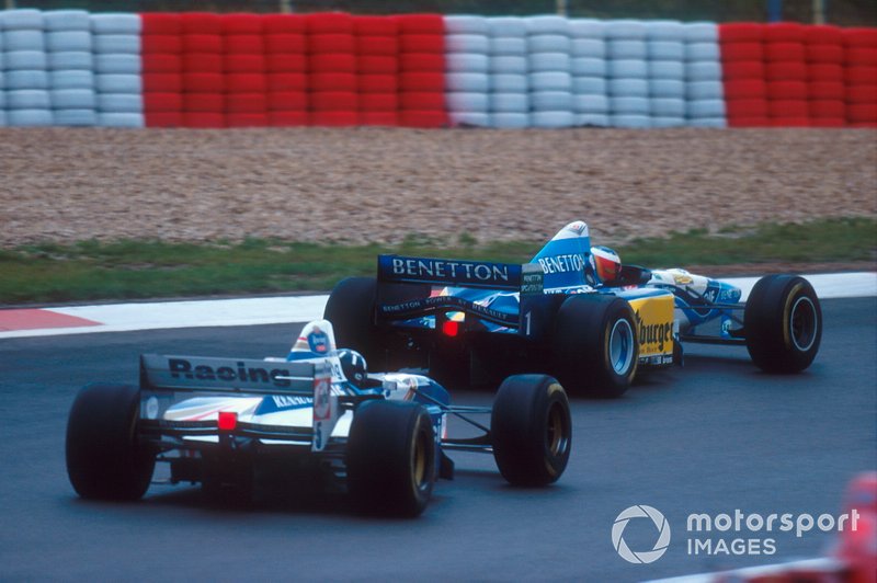 Michael Schumacher, Benetton B195; Damon Hill, Williams FW17B