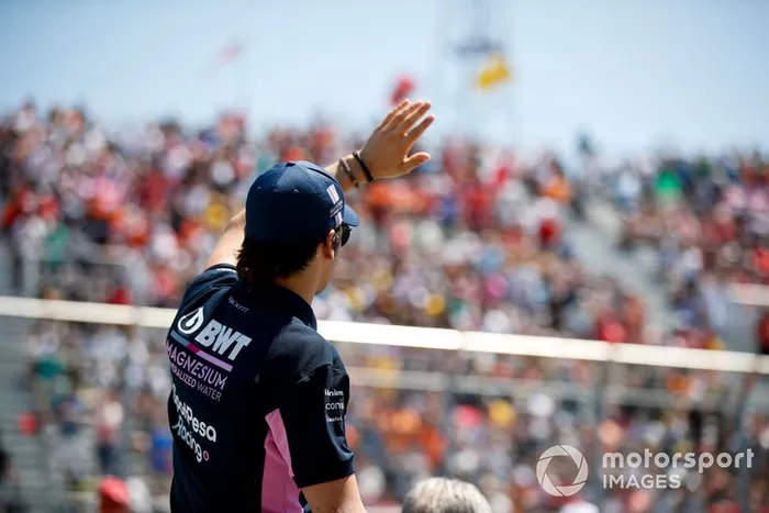 Lance Stroll, Racing Point, en el desfile de pilotos