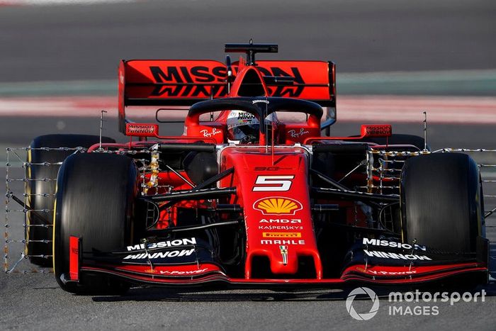 Sebastian Vettel, Ferrari SF90, con sensores aerodinámicos