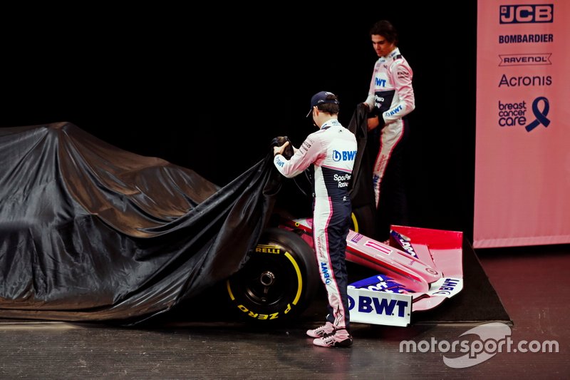 Sergio Perez, Racing Point, Lance Stroll, Racing Point at the livery launch