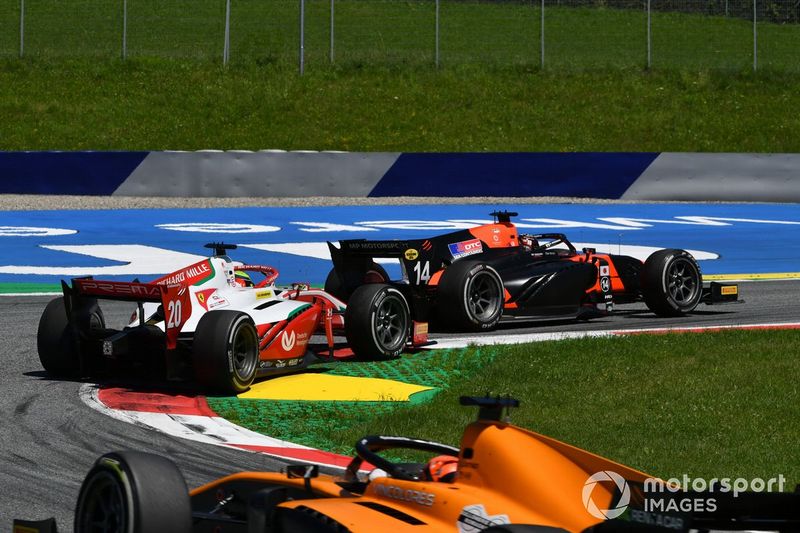 Nobuharu Matsushita, MP Motorsport, y Mick Schumacher, Prema Racing