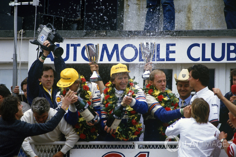 Podium: Hans-Joachim Stuck, Derek Bell, Al Holbert, Porsche 962