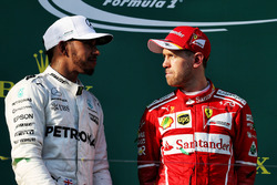 Podium: winner Sebastian Vettel, Ferrari, second place Lewis Hamilton, Mercedes AMG F1