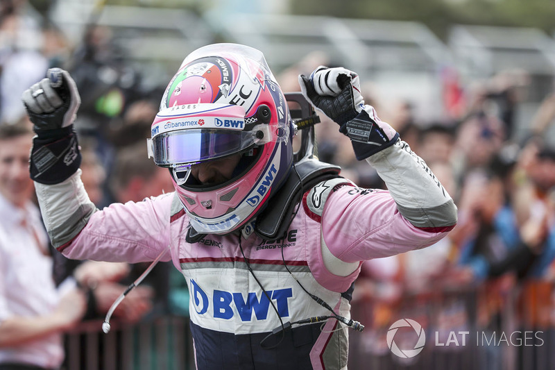 3. Sergio Perez, Force India, parc ferme