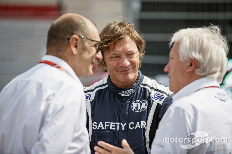 Charlie Whiting, Race Director, FIA, Bruno Michel, and Marco Codello