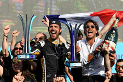 Jean-Eric Vergne, Techeetah, celebrates with his team on the podium