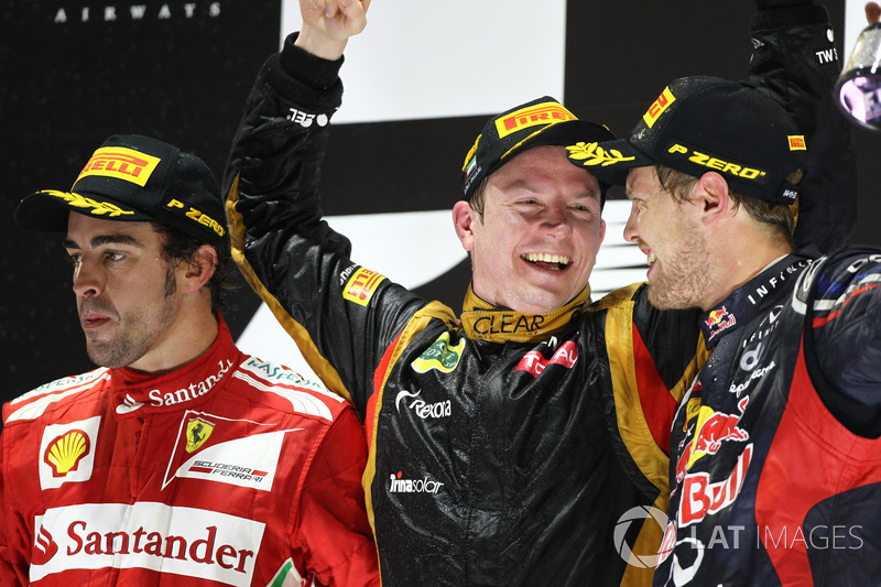 2012: 1. Kimi Räikkönen, 2. Fernando Alonso, 3. Sebastian Vettel