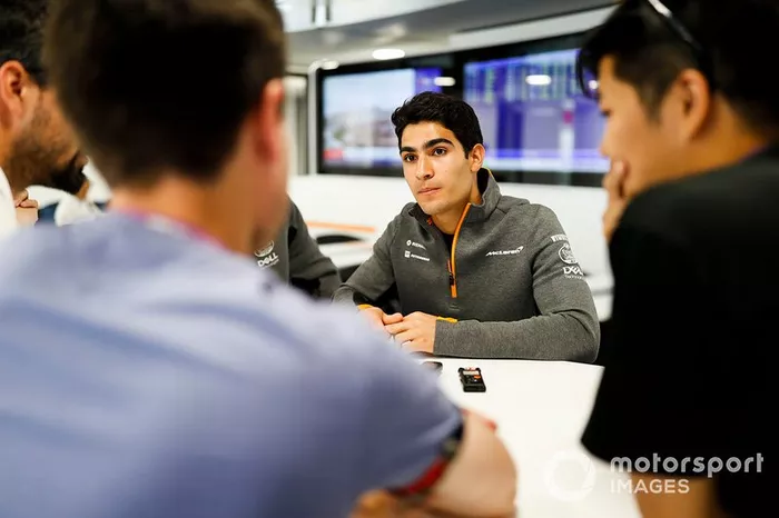 Sergio Sette Camara, McLaren speaks to the media