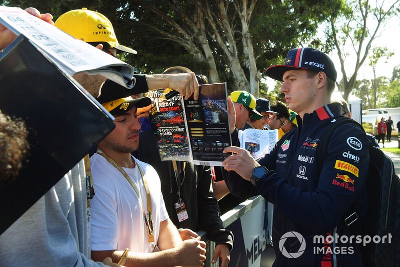 Max Verstappen, Red Bull Racing, signs an autograph