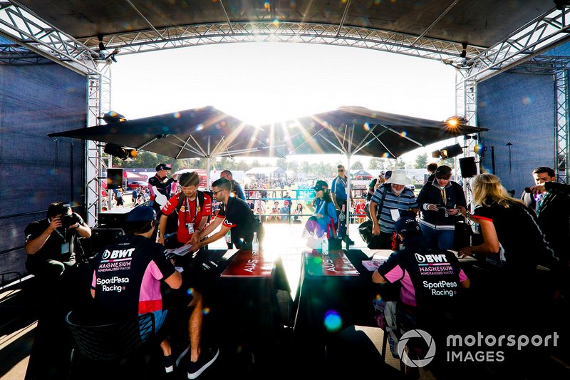 Sergio Perez, Racing Point and Lance Stroll, Racing Point on stage